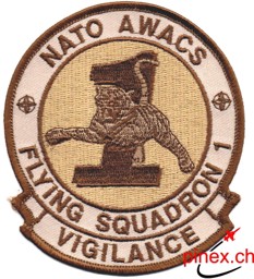 Bild von Nato Awacs Flying Squadron 1 Abzeichen Patch Sand Tarn Dunkel